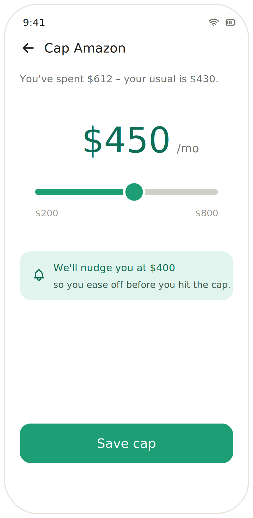 Setting a soft cap on a category